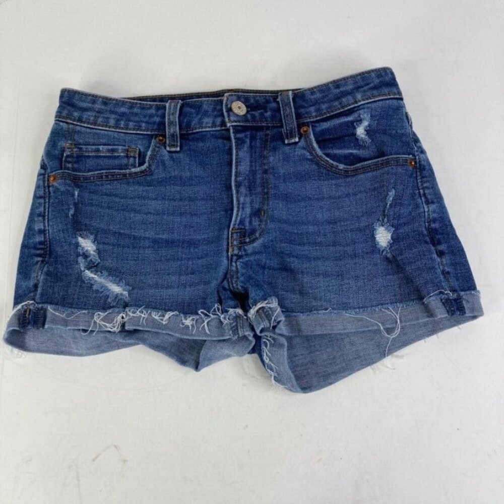 Abercrombie Fitch Womens Love Rise Jean Shorts Size 25 Cut Off Cuff Distressed‎